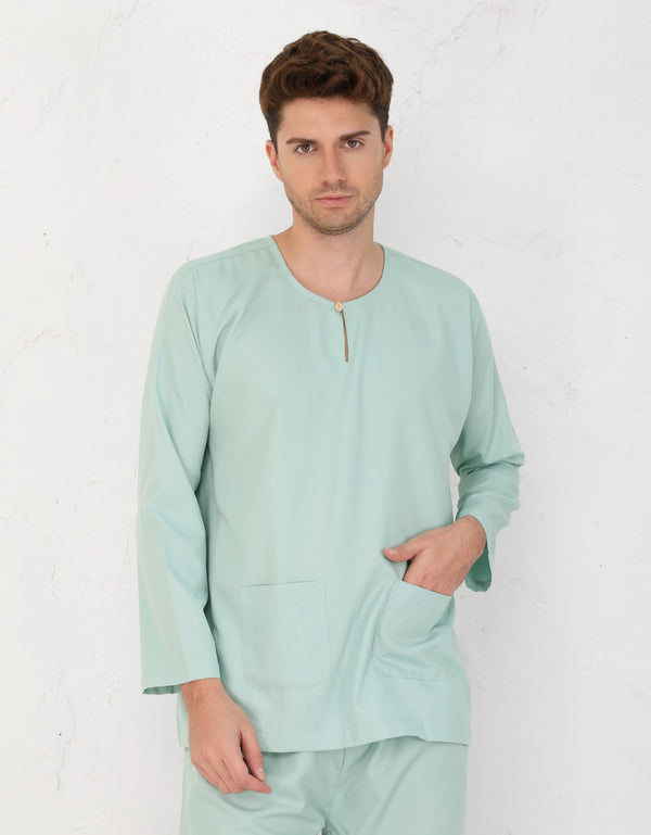BAJU MELAYU PESAK MEGAT R/FIT (MINT GREEN)